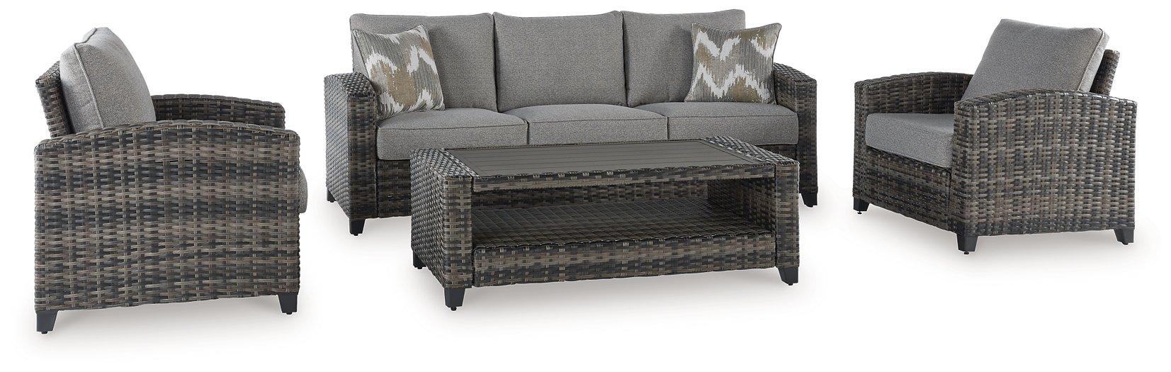 Oasis Court Outdoor Sofa/Chairs/Table Set (Set of 4) - Premium Outdoor Seating Set from Ashley Furniture - Just $1517.08! Shop now at Furniture Wholesale Plus  We are the best furniture store in Nashville, Hendersonville, Goodlettsville, Madison, Antioch, Mount Juliet, Lebanon, Gallatin, Springfield, Murfreesboro, Franklin, Brentwood