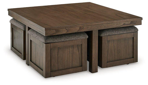 Boardernest Coffee Table with 4 Stools - Premium Cocktail Table from Ashley Furniture - Just $423.04! Shop now at Furniture Wholesale Plus  We are the best furniture store in Nashville, Hendersonville, Goodlettsville, Madison, Antioch, Mount Juliet, Lebanon, Gallatin, Springfield, Murfreesboro, Franklin, Brentwood