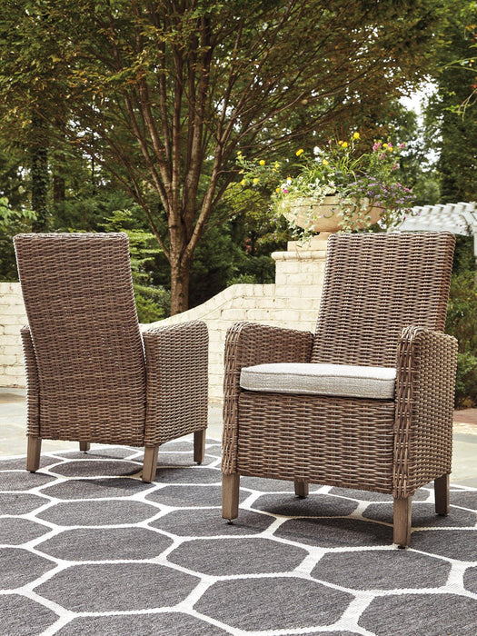 Beachcroft Arm Chair with Cushion (Set of 2) - Premium Outdoor Dining Chair from Ashley Furniture - Just $770.66! Shop now at Furniture Wholesale Plus  We are the best furniture store in Nashville, Hendersonville, Goodlettsville, Madison, Antioch, Mount Juliet, Lebanon, Gallatin, Springfield, Murfreesboro, Franklin, Brentwood