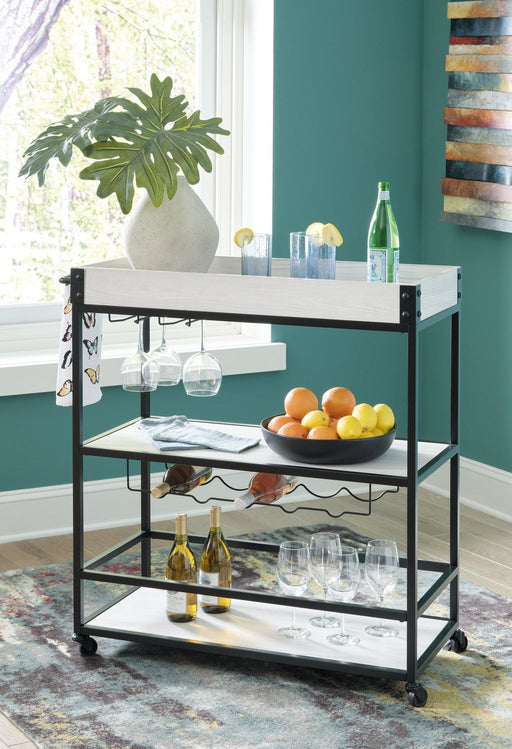 Bayflynn Bar Cart - Premium Bar Cart from Ashley Furniture - Just $152.04! Shop now at Furniture Wholesale Plus  We are the best furniture store in Nashville, Hendersonville, Goodlettsville, Madison, Antioch, Mount Juliet, Lebanon, Gallatin, Springfield, Murfreesboro, Franklin, Brentwood