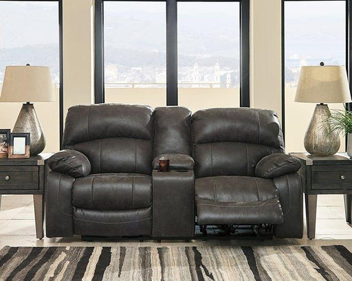 Dunwell Power Reclining Loveseat with Console - Premium Loveseat from Ashley Furniture - Just $1261.44! Shop now at Furniture Wholesale Plus  We are the best furniture store in Nashville, Hendersonville, Goodlettsville, Madison, Antioch, Mount Juliet, Lebanon, Gallatin, Springfield, Murfreesboro, Franklin, Brentwood