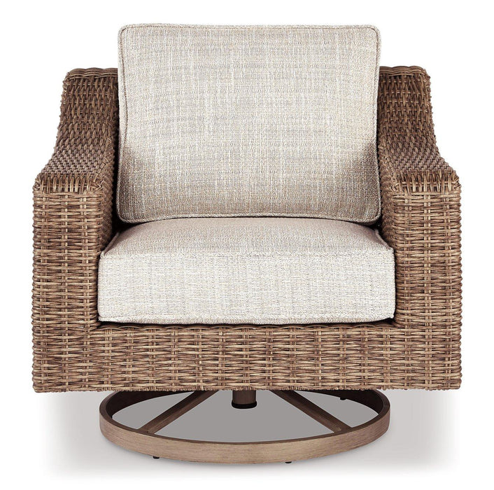 Beachcroft Outdoor Swivel Lounge with Cushion - Premium Outdoor Seating from Ashley Furniture - Just $667.79! Shop now at Furniture Wholesale Plus  We are the best furniture store in Nashville, Hendersonville, Goodlettsville, Madison, Antioch, Mount Juliet, Lebanon, Gallatin, Springfield, Murfreesboro, Franklin, Brentwood