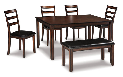 Coviar Dining Table and Chairs with Bench (Set of 6) - Premium Dining Table from Ashley Furniture - Just $559.09! Shop now at Furniture Wholesale Plus  We are the best furniture store in Nashville, Hendersonville, Goodlettsville, Madison, Antioch, Mount Juliet, Lebanon, Gallatin, Springfield, Murfreesboro, Franklin, Brentwood