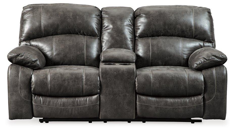 Dunwell Power Reclining Loveseat with Console - Premium Loveseat from Ashley Furniture - Just $1261.44! Shop now at Furniture Wholesale Plus  We are the best furniture store in Nashville, Hendersonville, Goodlettsville, Madison, Antioch, Mount Juliet, Lebanon, Gallatin, Springfield, Murfreesboro, Franklin, Brentwood