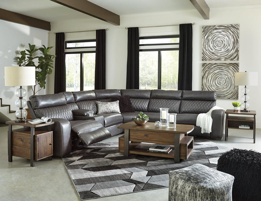 Samperstone Power Reclining Sectional - Premium Sectional from Ashley Furniture - Just $1137.86! Shop now at Furniture Wholesale Plus  We are the best furniture store in Nashville, Hendersonville, Goodlettsville, Madison, Antioch, Mount Juliet, Lebanon, Gallatin, Springfield, Murfreesboro, Franklin, Brentwood