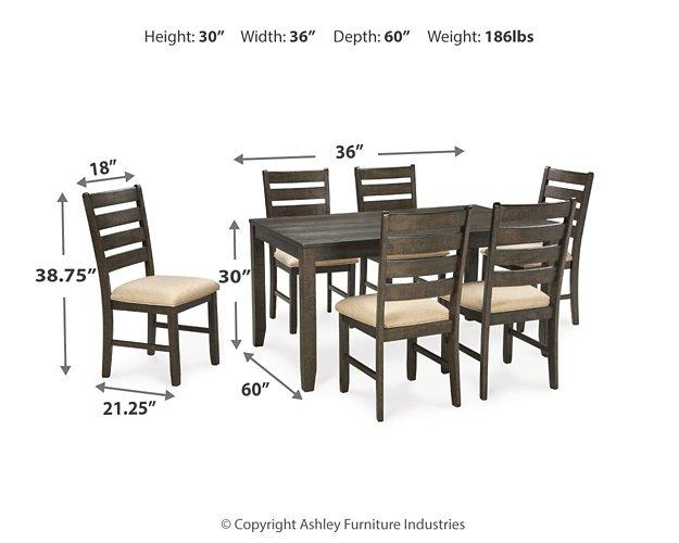 Rokane Dining Table and Chairs (Set of 7) - Premium Dining Table from Ashley Furniture - Just $663.66! Shop now at Furniture Wholesale Plus  We are the best furniture store in Nashville, Hendersonville, Goodlettsville, Madison, Antioch, Mount Juliet, Lebanon, Gallatin, Springfield, Murfreesboro, Franklin, Brentwood