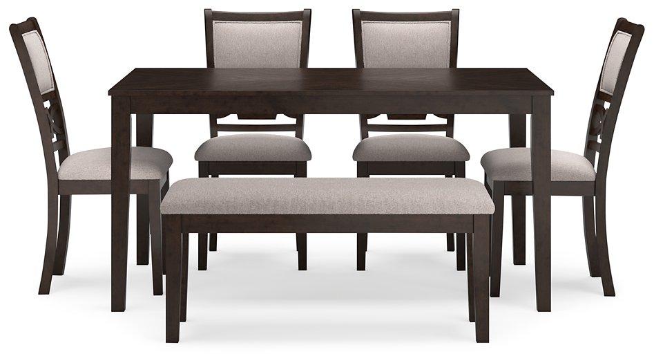 Langwest Dining Table and 4 Chairs and Bench (Set of 6) - Premium Dining Table from Ashley Furniture - Just $621.44! Shop now at Furniture Wholesale Plus  We are the best furniture store in Nashville, Hendersonville, Goodlettsville, Madison, Antioch, Mount Juliet, Lebanon, Gallatin, Springfield, Murfreesboro, Franklin, Brentwood