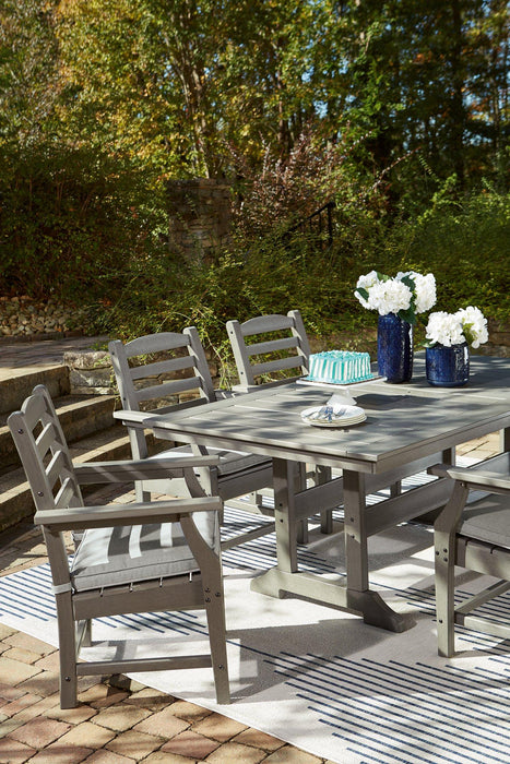 Visola Outdoor Dining Table with 6 Chairs - Premium Outdoor Seating Set from Ashley Furniture - Just $2437.45! Shop now at Furniture Wholesale Plus  We are the best furniture store in Nashville, Hendersonville, Goodlettsville, Madison, Antioch, Mount Juliet, Lebanon, Gallatin, Springfield, Murfreesboro, Franklin, Brentwood