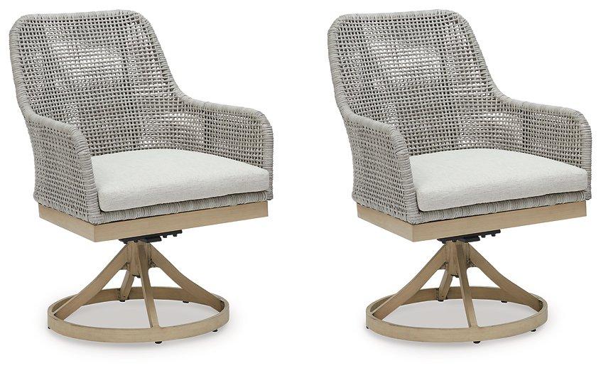 Seton Creek Outdoor Swivel Dining Chair (Set of 2) - Premium Outdoor Dining Chair from Ashley Furniture - Just $726.02! Shop now at Furniture Wholesale Plus  We are the best furniture store in Nashville, Hendersonville, Goodlettsville, Madison, Antioch, Mount Juliet, Lebanon, Gallatin, Springfield, Murfreesboro, Franklin, Brentwood