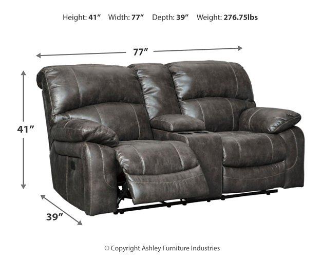 Dunwell Power Reclining Loveseat with Console - Premium Loveseat from Ashley Furniture - Just $1261.44! Shop now at Furniture Wholesale Plus  We are the best furniture store in Nashville, Hendersonville, Goodlettsville, Madison, Antioch, Mount Juliet, Lebanon, Gallatin, Springfield, Murfreesboro, Franklin, Brentwood