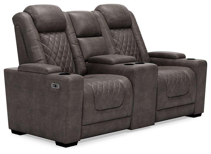 HyllMont Power Reclining Loveseat with Console - Premium Loveseat from Ashley Furniture - Just $1333.82! Shop now at Furniture Wholesale Plus  We are the best furniture store in Nashville, Hendersonville, Goodlettsville, Madison, Antioch, Mount Juliet, Lebanon, Gallatin, Springfield, Murfreesboro, Franklin, Brentwood