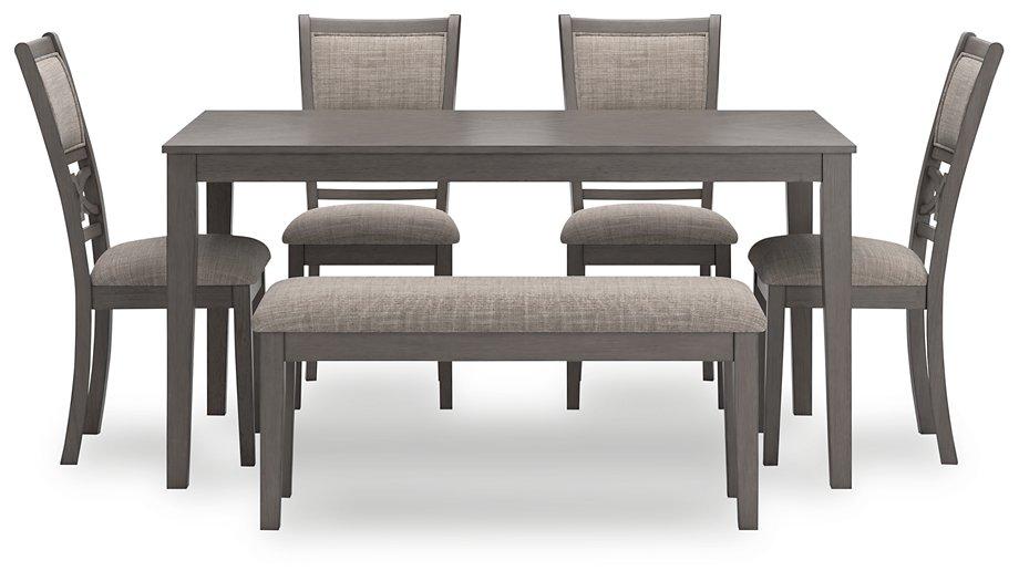 Wrenning Dining Table and 4 Chairs and Bench (Set of 6) - Premium Dining Table from Ashley Furniture - Just $621.44! Shop now at Furniture Wholesale Plus  We are the best furniture store in Nashville, Hendersonville, Goodlettsville, Madison, Antioch, Mount Juliet, Lebanon, Gallatin, Springfield, Murfreesboro, Franklin, Brentwood