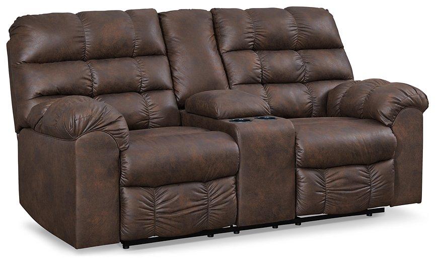 Derwin Reclining Loveseat with Console - Premium Loveseat from Ashley Furniture - Just $788.31! Shop now at Furniture Wholesale Plus  We are the best furniture store in Nashville, Hendersonville, Goodlettsville, Madison, Antioch, Mount Juliet, Lebanon, Gallatin, Springfield, Murfreesboro, Franklin, Brentwood