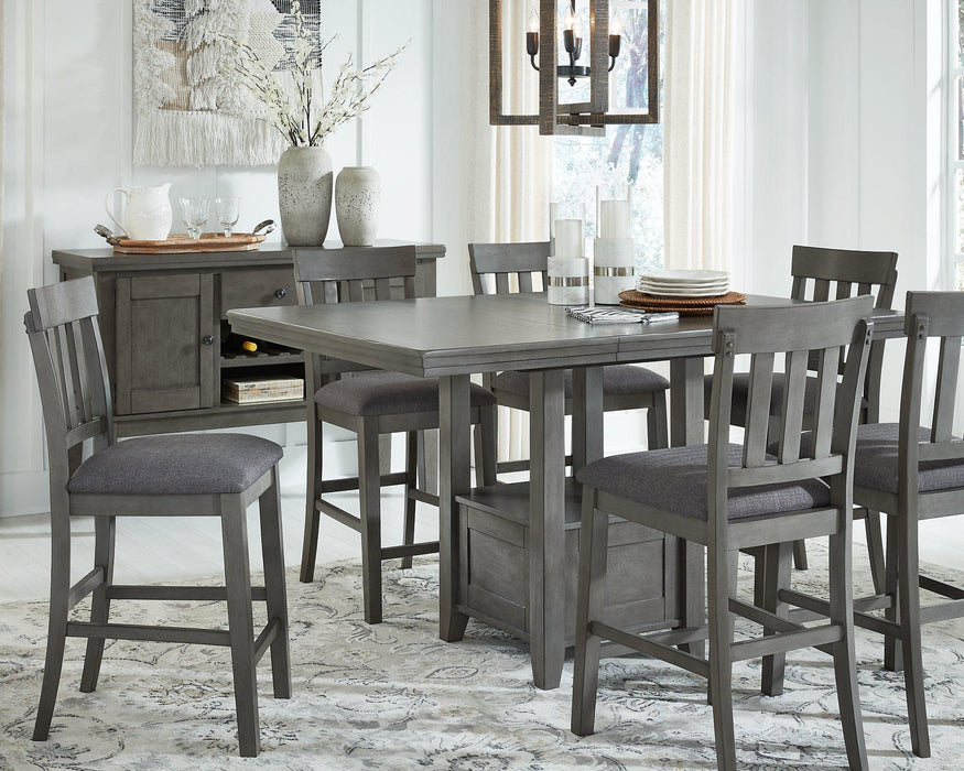 Hallanden Counter Height Dining Room Set - Premium Barstool Set from Ashley Furniture - Just $1454.03! Shop now at Furniture Wholesale Plus  We are the best furniture store in Nashville, Hendersonville, Goodlettsville, Madison, Antioch, Mount Juliet, Lebanon, Gallatin, Springfield, Murfreesboro, Franklin, Brentwood