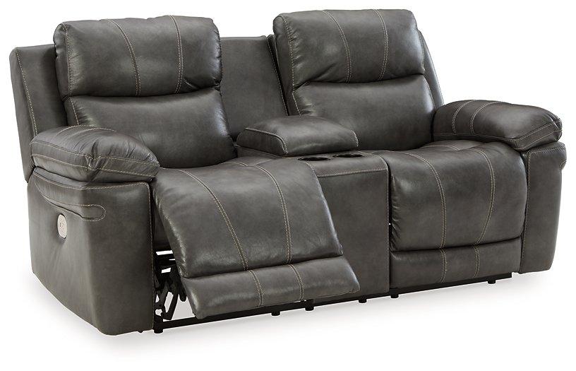 Edmar Power Reclining Loveseat with Console - Premium Loveseat from Ashley Furniture - Just $1007.22! Shop now at Furniture Wholesale Plus  We are the best furniture store in Nashville, Hendersonville, Goodlettsville, Madison, Antioch, Mount Juliet, Lebanon, Gallatin, Springfield, Murfreesboro, Franklin, Brentwood