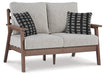 Emmeline Outdoor Loveseat with Cushion - Premium Outdoor Seating from Ashley Furniture - Just $880.12! Shop now at Furniture Wholesale Plus  We are the best furniture store in Nashville, Hendersonville, Goodlettsville, Madison, Antioch, Mount Juliet, Lebanon, Gallatin, Springfield, Murfreesboro, Franklin, Brentwood