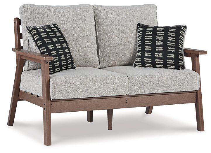 Emmeline Outdoor Loveseat with Cushion - Premium Outdoor Seating from Ashley Furniture - Just $880.12! Shop now at Furniture Wholesale Plus  We are the best furniture store in Nashville, Hendersonville, Goodlettsville, Madison, Antioch, Mount Juliet, Lebanon, Gallatin, Springfield, Murfreesboro, Franklin, Brentwood