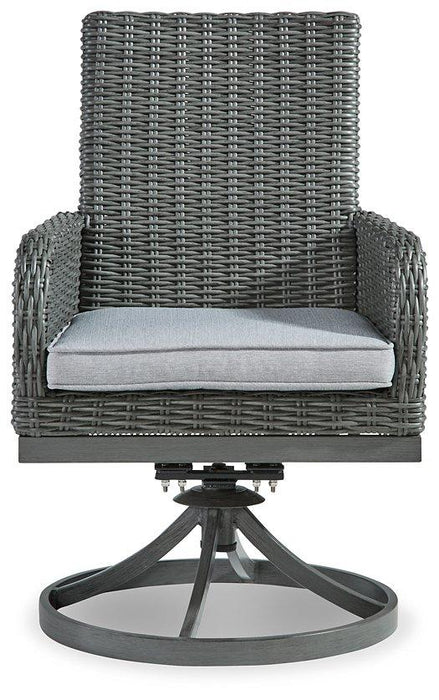 Elite Park Swivel Chair with Cushion (Set of 2) - Premium Outdoor Dining Chair from Ashley Furniture - Just $579.20! Shop now at Furniture Wholesale Plus  We are the best furniture store in Nashville, Hendersonville, Goodlettsville, Madison, Antioch, Mount Juliet, Lebanon, Gallatin, Springfield, Murfreesboro, Franklin, Brentwood