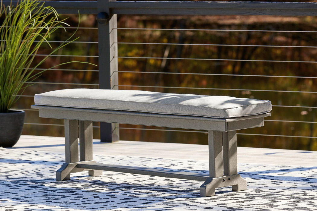 Visola Bench with Cushion - Premium Outdoor Dining Bench from Ashley Furniture - Just $362! Shop now at Furniture Wholesale Plus  We are the best furniture store in Nashville, Hendersonville, Goodlettsville, Madison, Antioch, Mount Juliet, Lebanon, Gallatin, Springfield, Murfreesboro, Franklin, Brentwood