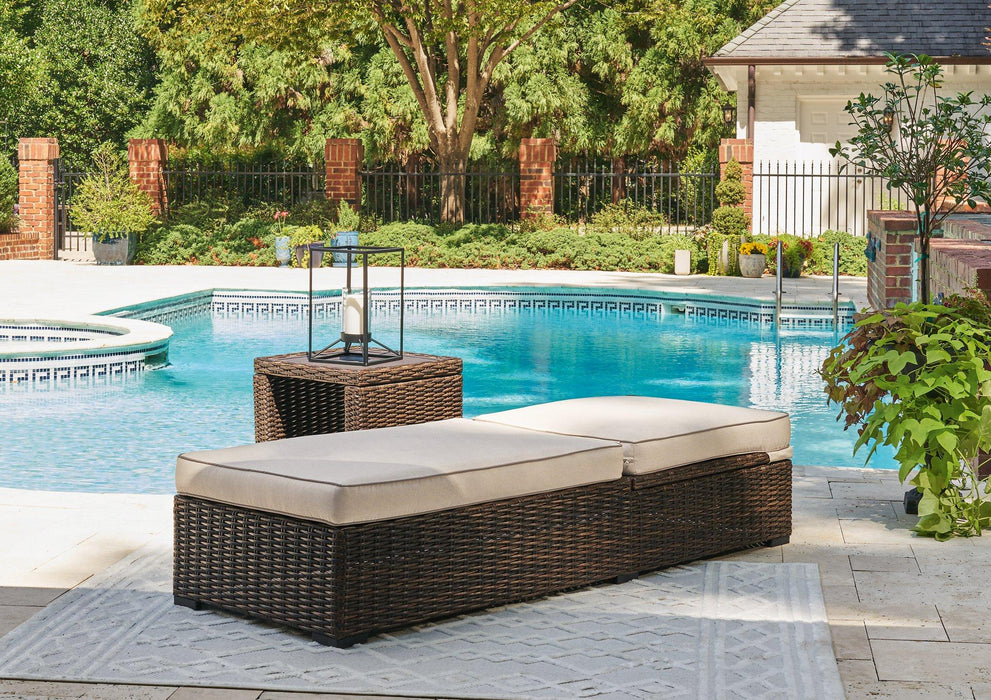 Coastline Bay Outdoor Chaise Lounge with Cushion - Premium Outdoor Seating from Ashley Furniture - Just $575.99! Shop now at Furniture Wholesale Plus  We are the best furniture store in Nashville, Hendersonville, Goodlettsville, Madison, Antioch, Mount Juliet, Lebanon, Gallatin, Springfield, Murfreesboro, Franklin, Brentwood