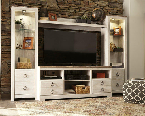 Willowton 4-Piece Entertainment Center - Premium Entertainment Center from Ashley Furniture - Just $416.29! Shop now at Furniture Wholesale Plus  We are the best furniture store in Nashville, Hendersonville, Goodlettsville, Madison, Antioch, Mount Juliet, Lebanon, Gallatin, Springfield, Murfreesboro, Franklin, Brentwood