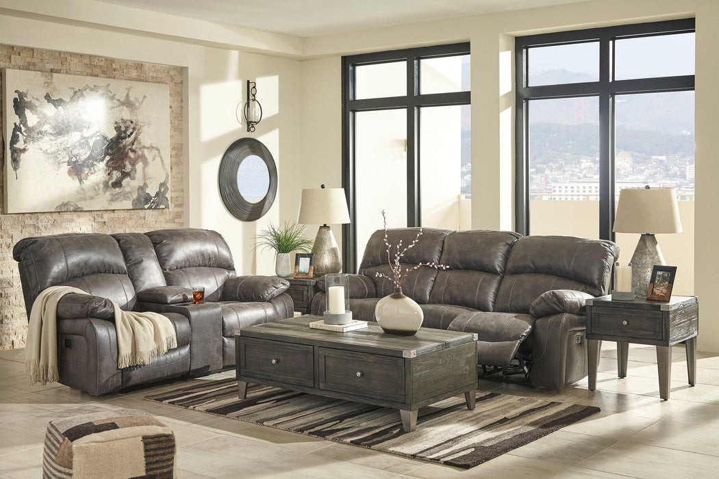 Dunwell Power Reclining Loveseat with Console - Premium Loveseat from Ashley Furniture - Just $1261.44! Shop now at Furniture Wholesale Plus  We are the best furniture store in Nashville, Hendersonville, Goodlettsville, Madison, Antioch, Mount Juliet, Lebanon, Gallatin, Springfield, Murfreesboro, Franklin, Brentwood