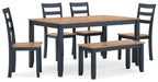 Gesthaven Dining Table with 4 Chairs and Bench (Set of 6) - Premium Dining Table from Ashley Furniture - Just $559.09! Shop now at Furniture Wholesale Plus  We are the best furniture store in Nashville, Hendersonville, Goodlettsville, Madison, Antioch, Mount Juliet, Lebanon, Gallatin, Springfield, Murfreesboro, Franklin, Brentwood