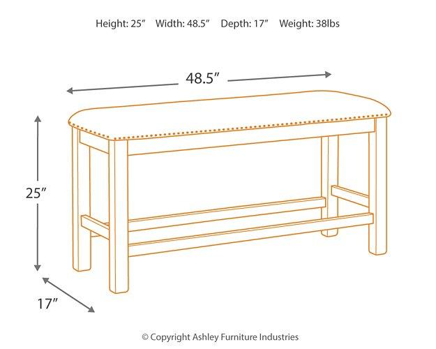 Moriville Counter Height Dining Bench - Premium Bench from Ashley Furniture - Just $164.91! Shop now at Furniture Wholesale Plus  We are the best furniture store in Nashville, Hendersonville, Goodlettsville, Madison, Antioch, Mount Juliet, Lebanon, Gallatin, Springfield, Murfreesboro, Franklin, Brentwood