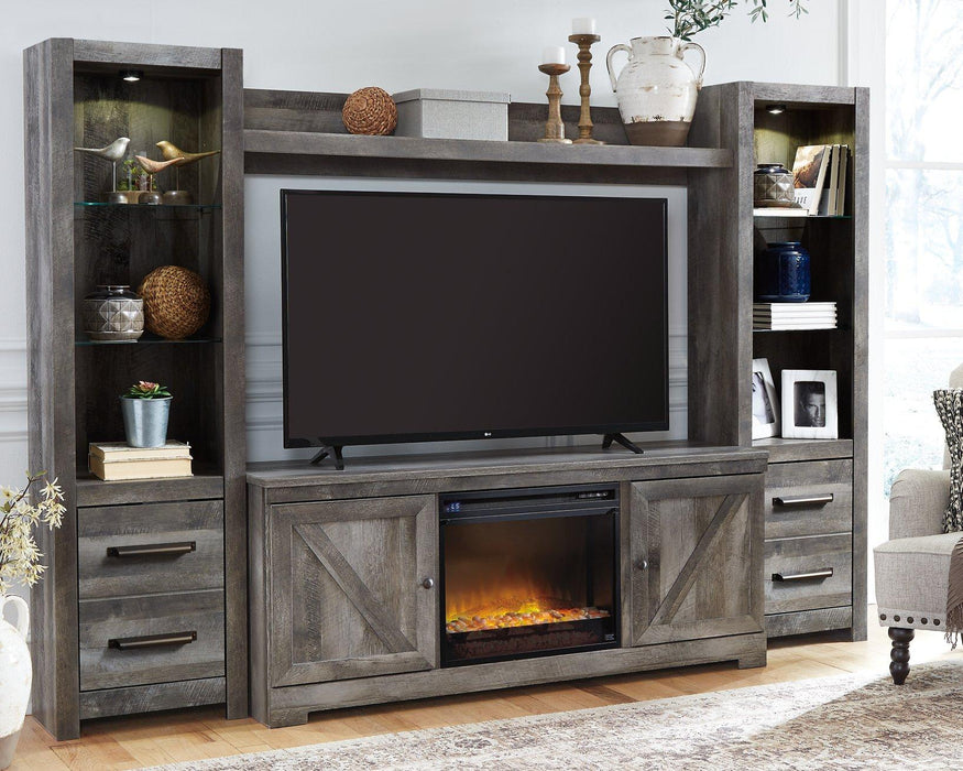 Wynnlow 4-Piece Entertainment Center with Electric Fireplace - Premium Entertainment Center from Ashley Furniture - Just $727.62! Shop now at Furniture Wholesale Plus  We are the best furniture store in Nashville, Hendersonville, Goodlettsville, Madison, Antioch, Mount Juliet, Lebanon, Gallatin, Springfield, Murfreesboro, Franklin, Brentwood