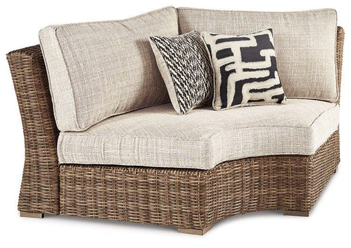 Beachcroft Curved Corner Chair with Cushion - Premium Outdoor Seating from Ashley Furniture - Just $1016.05! Shop now at Furniture Wholesale Plus  We are the best furniture store in Nashville, Hendersonville, Goodlettsville, Madison, Antioch, Mount Juliet, Lebanon, Gallatin, Springfield, Murfreesboro, Franklin, Brentwood