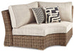 Beachcroft Outdoor Curved Corner Chair with Cushion - Premium Outdoor Seating from Ashley Furniture - Just $1016.05! Shop now at Furniture Wholesale Plus  We are the best furniture store in Nashville, Hendersonville, Goodlettsville, Madison, Antioch, Mount Juliet, Lebanon, Gallatin, Springfield, Murfreesboro, Franklin, Brentwood