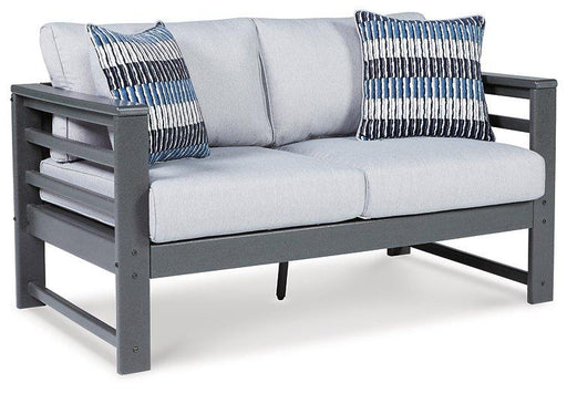 Amora Outdoor Loveseat with Cushion - Premium Outdoor Seating from Ashley Furniture - Just $606.48! Shop now at Furniture Wholesale Plus  We are the best furniture store in Nashville, Hendersonville, Goodlettsville, Madison, Antioch, Mount Juliet, Lebanon, Gallatin, Springfield, Murfreesboro, Franklin, Brentwood