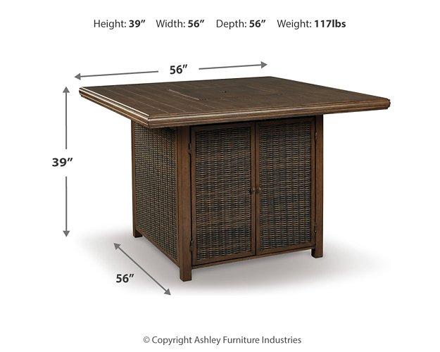 Paradise Trail Bar Table with Fire Pit - Premium Outdoor Pub Table w/FP from Ashley Furniture - Just $1255.98! Shop now at Furniture Wholesale Plus  We are the best furniture store in Nashville, Hendersonville, Goodlettsville, Madison, Antioch, Mount Juliet, Lebanon, Gallatin, Springfield, Murfreesboro, Franklin, Brentwood