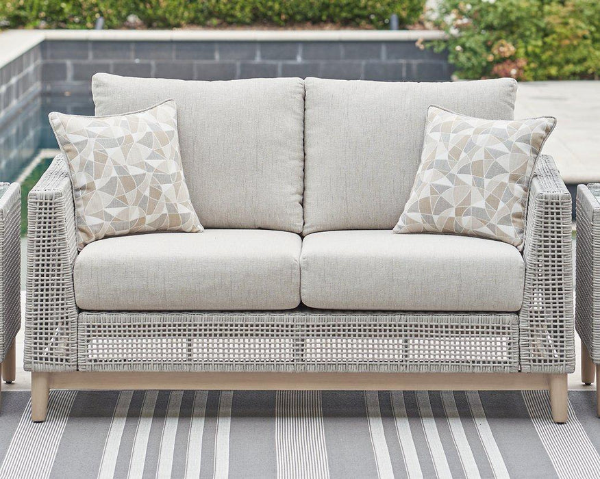 Seton Creek Outdoor Loveseat with Cushion - Premium Outdoor Seating from Ashley Furniture - Just $1016.05! Shop now at Furniture Wholesale Plus  We are the best furniture store in Nashville, Hendersonville, Goodlettsville, Madison, Antioch, Mount Juliet, Lebanon, Gallatin, Springfield, Murfreesboro, Franklin, Brentwood