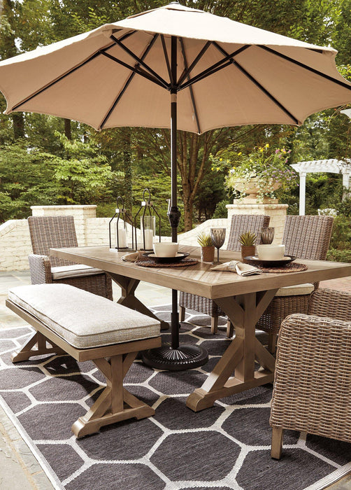 Beachcroft Dining Table with Umbrella Option - Premium Outdoor Dining Table from Ashley Furniture - Just $1357.50! Shop now at Furniture Wholesale Plus  We are the best furniture store in Nashville, Hendersonville, Goodlettsville, Madison, Antioch, Mount Juliet, Lebanon, Gallatin, Springfield, Murfreesboro, Franklin, Brentwood