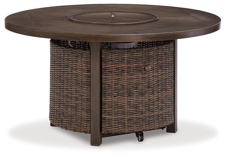 Paradise Trail Paradise Trail Fire Pit Table with 4 Nuvella Swivel Lounge Chairs - Premium Outdoor Seating Set from Ashley Furniture - Just $3634.10! Shop now at Furniture Wholesale Plus  We are the best furniture store in Nashville, Hendersonville, Goodlettsville, Madison, Antioch, Mount Juliet, Lebanon, Gallatin, Springfield, Murfreesboro, Franklin, Brentwood