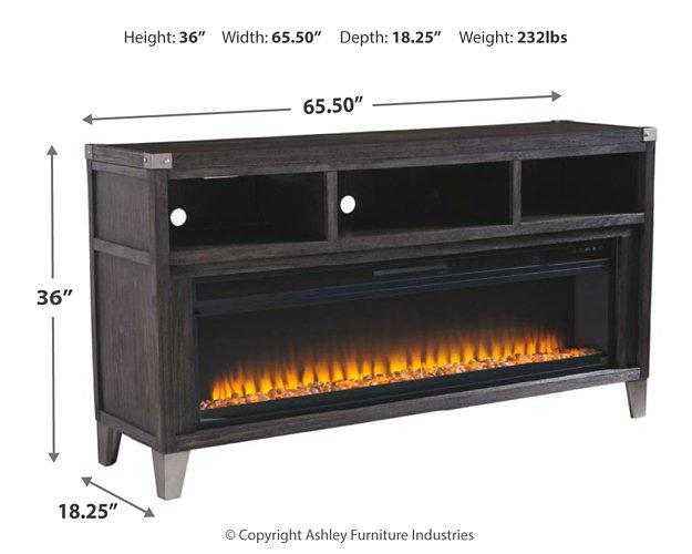 Todoe 65" TV Stand with Electric Fireplace - Premium TV Stand from Ashley Furniture - Just $1118.17! Shop now at Furniture Wholesale Plus  We are the best furniture store in Nashville, Hendersonville, Goodlettsville, Madison, Antioch, Mount Juliet, Lebanon, Gallatin, Springfield, Murfreesboro, Franklin, Brentwood