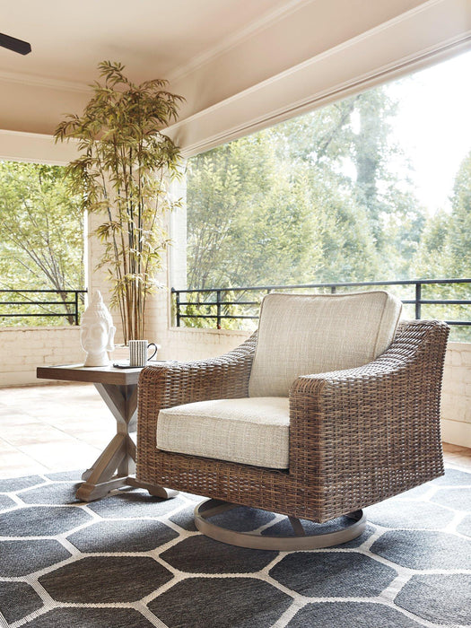 Beachcroft Swivel Lounge Chair - Premium Outdoor Seating from Ashley Furniture - Just $667.79! Shop now at Furniture Wholesale Plus  We are the best furniture store in Nashville, Hendersonville, Goodlettsville, Madison, Antioch, Mount Juliet, Lebanon, Gallatin, Springfield, Murfreesboro, Franklin, Brentwood