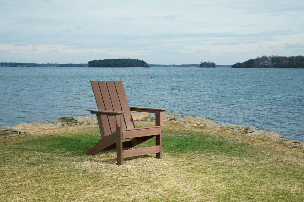 Emmeline 2 Adirondack Chairs with Tete-A-Tete Table Connector - Premium Outdoor Seating Set from Ashley Furniture - Just $489.53! Shop now at Furniture Wholesale Plus  We are the best furniture store in Nashville, Hendersonville, Goodlettsville, Madison, Antioch, Mount Juliet, Lebanon, Gallatin, Springfield, Murfreesboro, Franklin, Brentwood