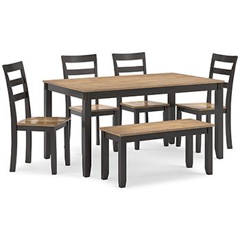 Gesthaven Dining Table with 4 Chairs and Bench (Set of 6) - Premium Dining Table from Ashley Furniture - Just $559.09! Shop now at Furniture Wholesale Plus  We are the best furniture store in Nashville, Hendersonville, Goodlettsville, Madison, Antioch, Mount Juliet, Lebanon, Gallatin, Springfield, Murfreesboro, Franklin, Brentwood