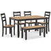 Gesthaven Dining Table with 4 Chairs and Bench (Set of 6) - Premium Dining Table from Ashley Furniture - Just $559.09! Shop now at Furniture Wholesale Plus  We are the best furniture store in Nashville, Hendersonville, Goodlettsville, Madison, Antioch, Mount Juliet, Lebanon, Gallatin, Springfield, Murfreesboro, Franklin, Brentwood