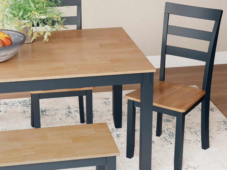 Gesthaven Dining Table with 4 Chairs and Bench (Set of 6) - Premium Dining Table from Ashley Furniture - Just $559.09! Shop now at Furniture Wholesale Plus  We are the best furniture store in Nashville, Hendersonville, Goodlettsville, Madison, Antioch, Mount Juliet, Lebanon, Gallatin, Springfield, Murfreesboro, Franklin, Brentwood