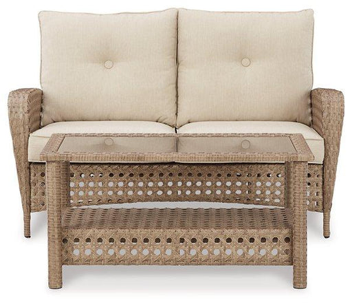 Braylee Outdoor Loveseat with Table (Set of 2) - Premium Outdoor Seating Set from Ashley Furniture - Just $525.27! Shop now at Furniture Wholesale Plus  We are the best furniture store in Nashville, Hendersonville, Goodlettsville, Madison, Antioch, Mount Juliet, Lebanon, Gallatin, Springfield, Murfreesboro, Franklin, Brentwood