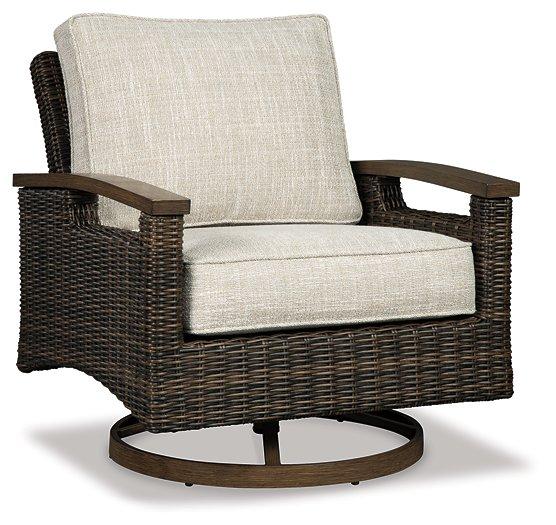 Paradise Trail Paradise Trail Fire Pit Table with 4 Nuvella Swivel Lounge Chairs - Premium Outdoor Seating Set from Ashley Furniture - Just $3634.10! Shop now at Furniture Wholesale Plus  We are the best furniture store in Nashville, Hendersonville, Goodlettsville, Madison, Antioch, Mount Juliet, Lebanon, Gallatin, Springfield, Murfreesboro, Franklin, Brentwood