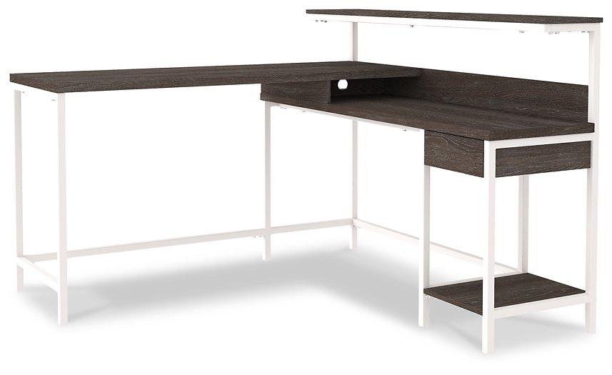 Dorrinson Home Office L-Desk with Storage - Premium Desk from Ashley Furniture - Just $317.24! Shop now at Furniture Wholesale Plus  We are the best furniture store in Nashville, Hendersonville, Goodlettsville, Madison, Antioch, Mount Juliet, Lebanon, Gallatin, Springfield, Murfreesboro, Franklin, Brentwood