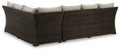 Brook Ranch Outdoor Sofa Sectional/Bench with Cushion (Set of 3) - Premium Outdoor Seating from Ashley Furniture - Just $1880.41! Shop now at Furniture Wholesale Plus  We are the best furniture store in Nashville, Hendersonville, Goodlettsville, Madison, Antioch, Mount Juliet, Lebanon, Gallatin, Springfield, Murfreesboro, Franklin, Brentwood