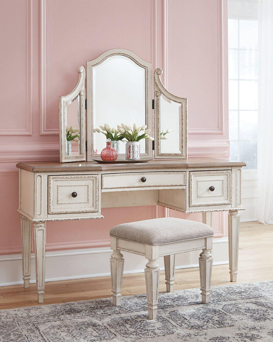 Realyn Vanity and Mirror with Stool - Premium Vanity from Ashley Furniture - Just $538.97! Shop now at Furniture Wholesale Plus  We are the best furniture store in Nashville, Hendersonville, Goodlettsville, Madison, Antioch, Mount Juliet, Lebanon, Gallatin, Springfield, Murfreesboro, Franklin, Brentwood