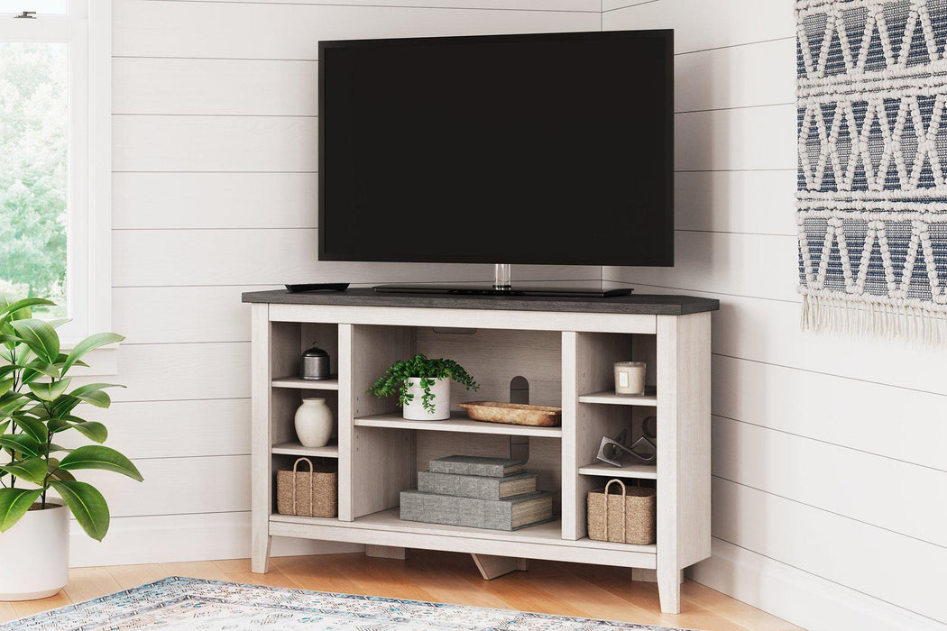 Dorrinson Corner TV Stand with Electric Fireplace - Premium TV Stand from Ashley Furniture - Just $452.03! Shop now at Furniture Wholesale Plus  We are the best furniture store in Nashville, Hendersonville, Goodlettsville, Madison, Antioch, Mount Juliet, Lebanon, Gallatin, Springfield, Murfreesboro, Franklin, Brentwood