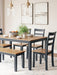 Gesthaven Dining Table with 4 Chairs and Bench (Set of 6) - Premium Dining Table from Ashley Furniture - Just $559.09! Shop now at Furniture Wholesale Plus  We are the best furniture store in Nashville, Hendersonville, Goodlettsville, Madison, Antioch, Mount Juliet, Lebanon, Gallatin, Springfield, Murfreesboro, Franklin, Brentwood