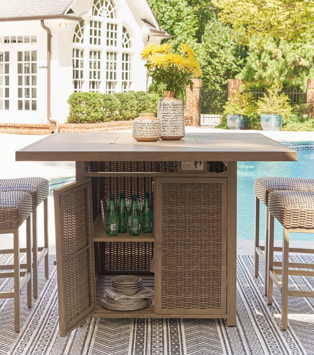 Walton Bridge Outdoor Bar Set - Premium Outdoor Dining Set from Ashley Furniture - Just $2813.88! Shop now at Furniture Wholesale Plus  We are the best furniture store in Nashville, Hendersonville, Goodlettsville, Madison, Antioch, Mount Juliet, Lebanon, Gallatin, Springfield, Murfreesboro, Franklin, Brentwood